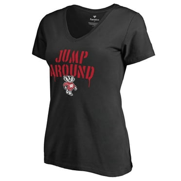 Women's Black Wisconsin Badgers Hometown Collection Jump Around V-Neck T-Shirt