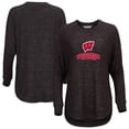 thumbnail image 1 of Women's  Black Wisconsin Badgers Oversized Cuddle Raglan Tri-Blend Pullover Sweatshirt, 1 of 3