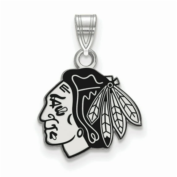 Women's Blackhawks Sterling Silver Small Enamel Pendant