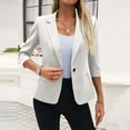 thumbnail image 1 of Women's Blazer 3/4 Sleeve Slim Fit Open Front Cardigan Jacket Notched Lapel Button Suit Jacket for Women Business Casual, 1 of 7