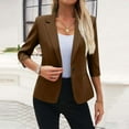 thumbnail image 1 of Women's Blazer 3/4 Sleeve Slim Fit Open Front Cardigan Jacket Notched Lapel Button Suit Jacket for Women Business Casual, 1 of 7
