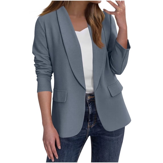 Women's Blazer Business Casual Lapel Long Sleeve Open Front Blazer Jacket Solid Trendy Fitted Suit Jackets with Pockets