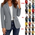 thumbnail image 1 of Women's Blazer Business Casual Lightweight Suit - Long Sleeve Slim Fit Work Office Jacket with Pockets Gray, 1 of 7