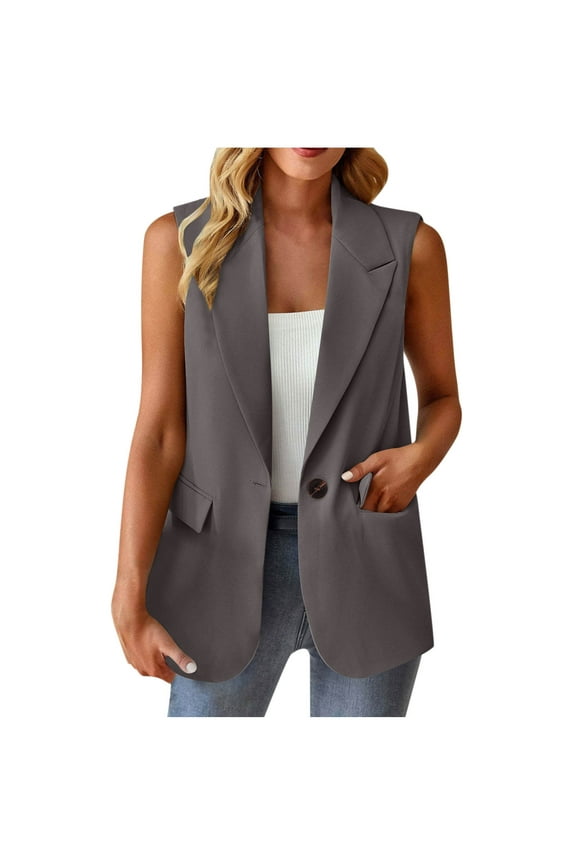 Women's Blazer Business Casual Lightweight Suit - Long Sleeve Slim Fit Work Office Jacket with Pockets