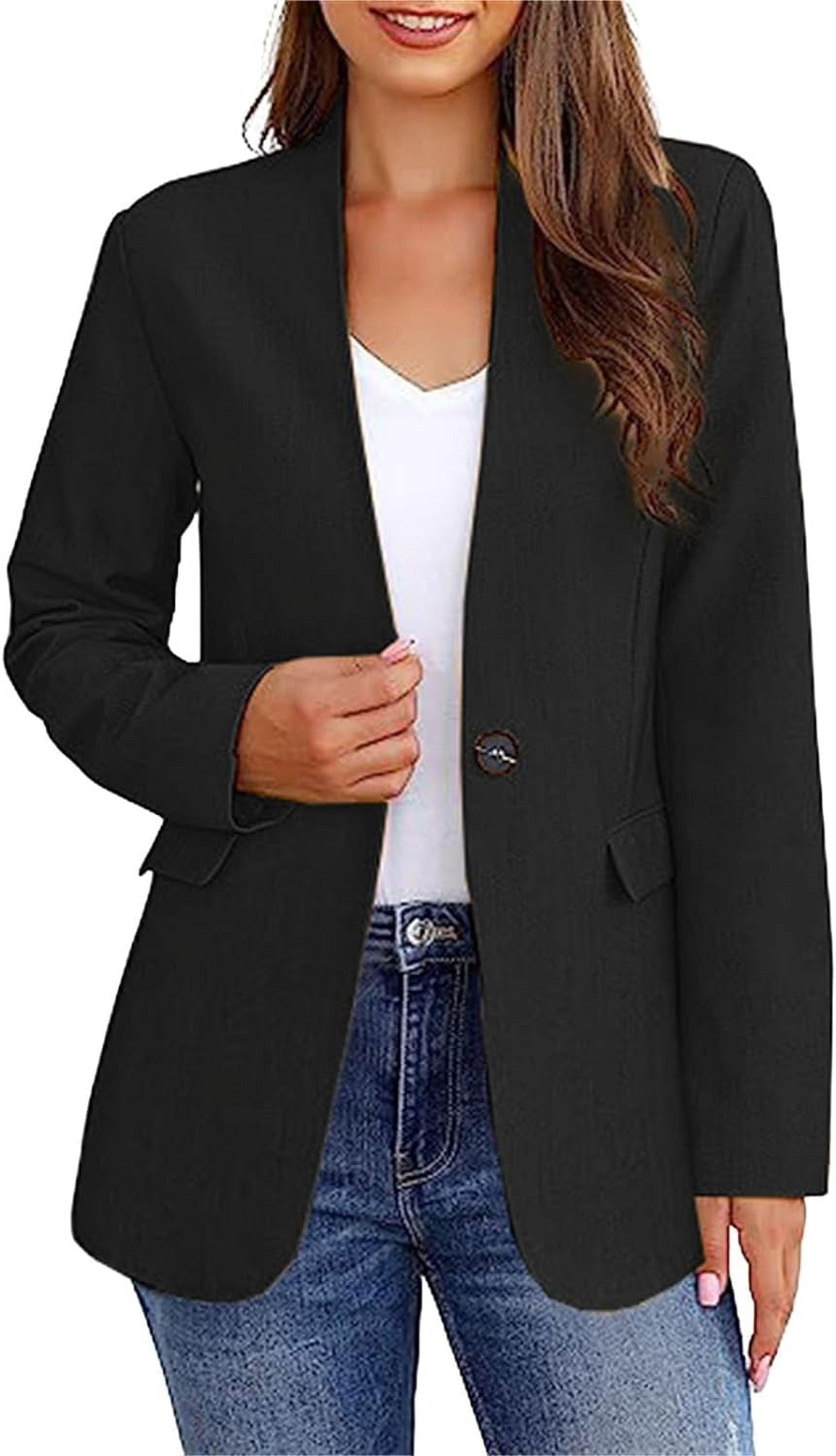 Women's Blazer Bussiness Casual Blazers Long Sleeve Button Down Blazer ...