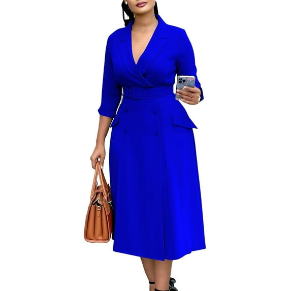 Women's Blazer Dresses Casual Office Work Belted Sexy Elegant Business Dress