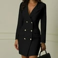 thumbnail image 1 of Women's Blazer Dresses Long Sleeve Button Front Elegant Solid Blazer Mini Dress Double Breasted Long Jacket Coat Dress, 1 of 8