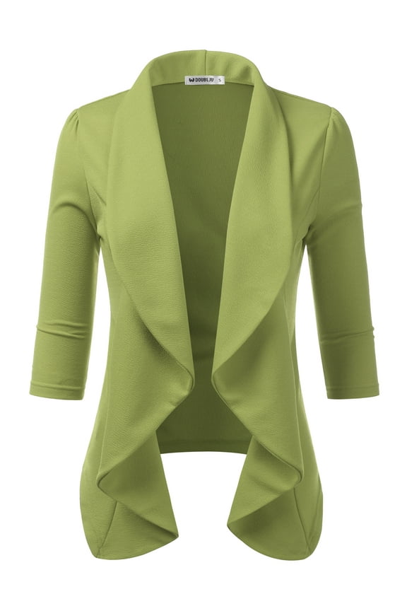 Women's Blazer Open Front Cardigan Jacket Work Office Blazer SAGE 1X Plus Size
