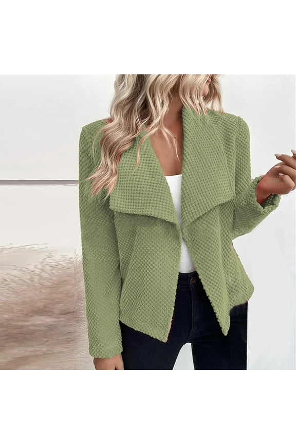 Women's Blazer Suit Jackets Dressy V Neck Button Notch Panel 2024 Peplum Blazers Plus Size Green L