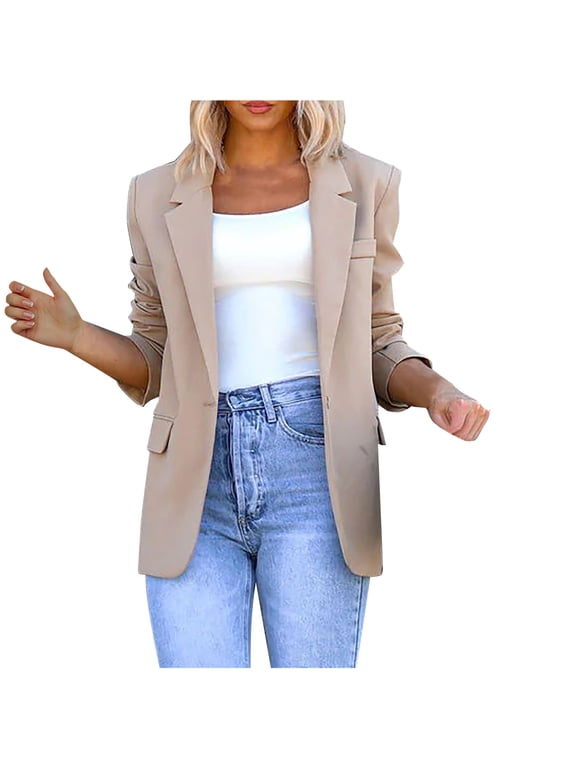 Women's Blazer Suit Open Front Cardigan Fitted Jacket Casual Office Cropped Blazer Elegant Plain Coat Work Business Suit Jacket Lightweight Autumn Winter Outwear Wedding Outfit