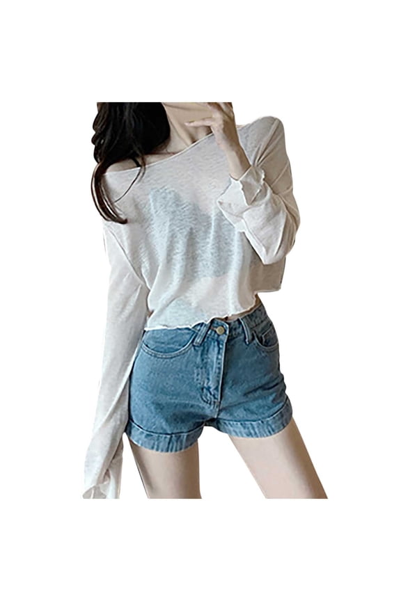 Women's Blazers Crop Tops for Women, Workout Gym Dance Mesh Cover Ups Loose Casual Long Sleeve Summer Casual Beach Vacation Outerwear White XL