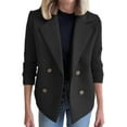 thumbnail image 1 of Women's Blazers Long Knitted Sleeve Open Front Lapel Jackets Warm Winter Office Suit Black M, 1 of 8