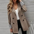thumbnail image 1 of Women's Blazers & Suit Jackets Clearance 2024! Clearance under $10 Fayshow0 Fashion Women Business Attire Solid Color Stitching Plaid Printed Long Sleeve Cardigan Coat Top Khaki, 1 of 5