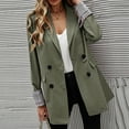 thumbnail image 1 of Women's Blazers & Suit Jackets Clearance 2024! Clearance under $10 Fayshow0 Fashion Women Business Attire Solid Color Stitching Plaid Printed Long Sleeve Cardigan Coat Top Green, 1 of 5