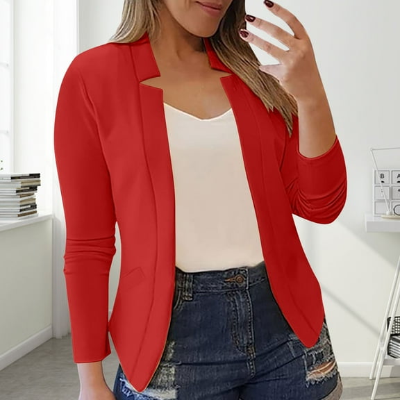 Women's Blazers & Suit Jackets acuever Women's Casual Professional Solid Color Blazer With Built-In Pocket Women Blending Coats