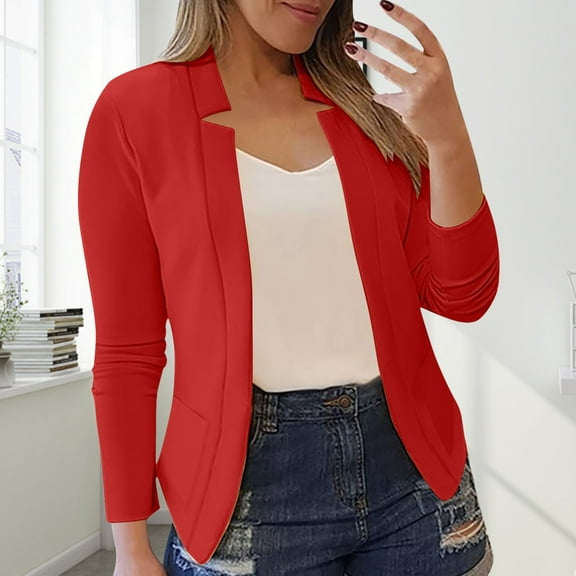 Women's Blazers & Suit Jackets acuever Women's Solid Color Casual Professional Blazer With Patch Pocket Women Blending Coats