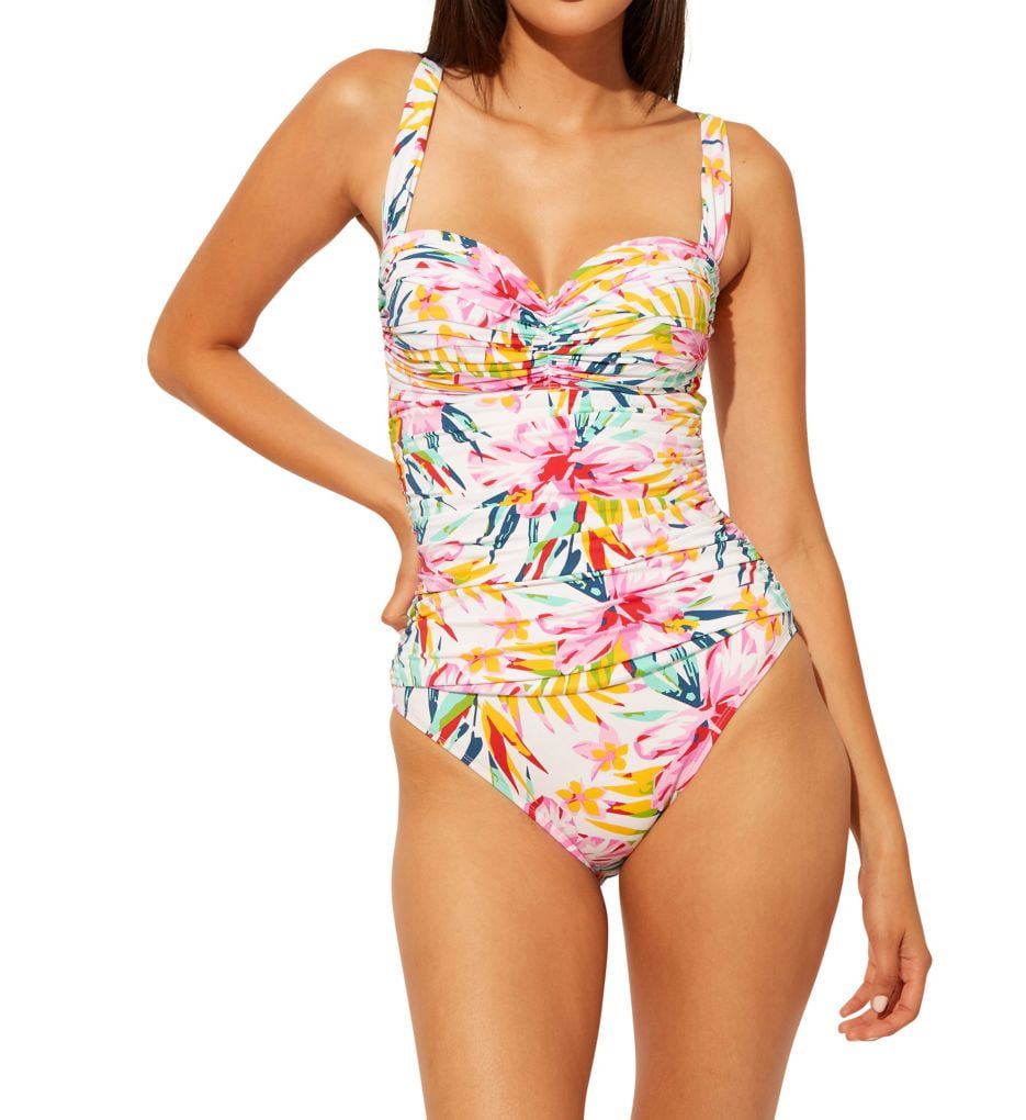 ★MANGOMANYPLEASE★ MIO BUSTIER ONE PIECE (2colors) Bleu Rod Beattie Women's Bathing Suit Swimwear, Kore Shirred
