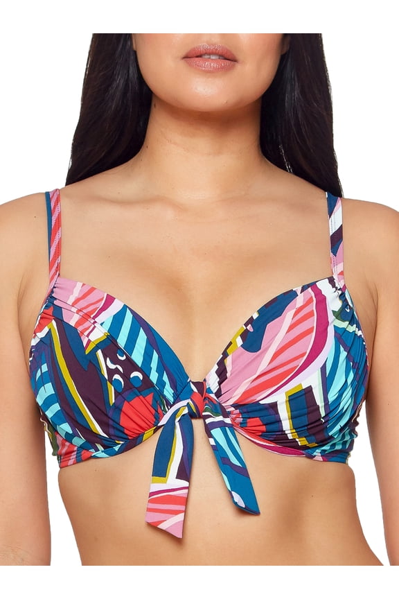 Women's Bleu Rod Beattie F22351D Absolutely Fabulous Tie Front Underwire Swim Top (Multi 38DD)