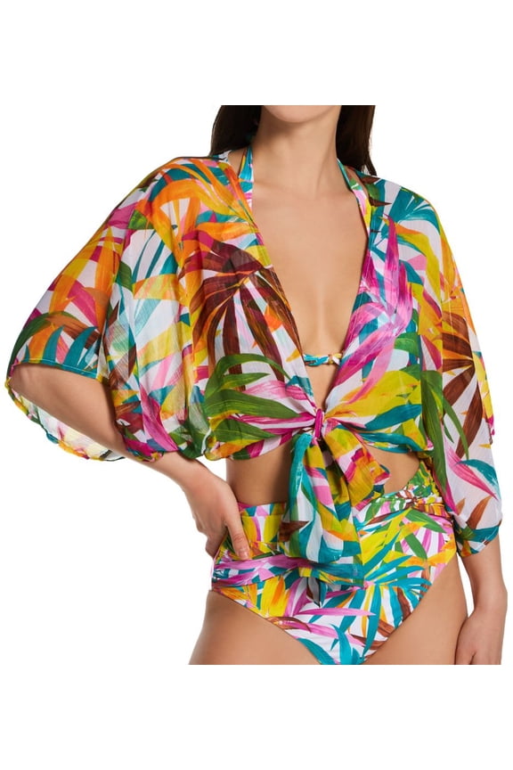 Women's Bleu Rod Beattie FI23866 Fantasy Island Chiffon Shirt Cover Up (MULTI L)