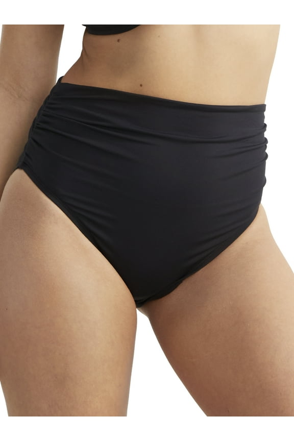 Women's Bleu Rod Beattie K21924 Rufflicious High Waist Side Shirred Swim Bottom (Black 8)