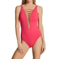 thumbnail image 1 of Women's Bleu Rod Beattie KN22232 Let's Get Knotty Lace Down One Piece Swimsuit (Rose Red 4), 1 of 1