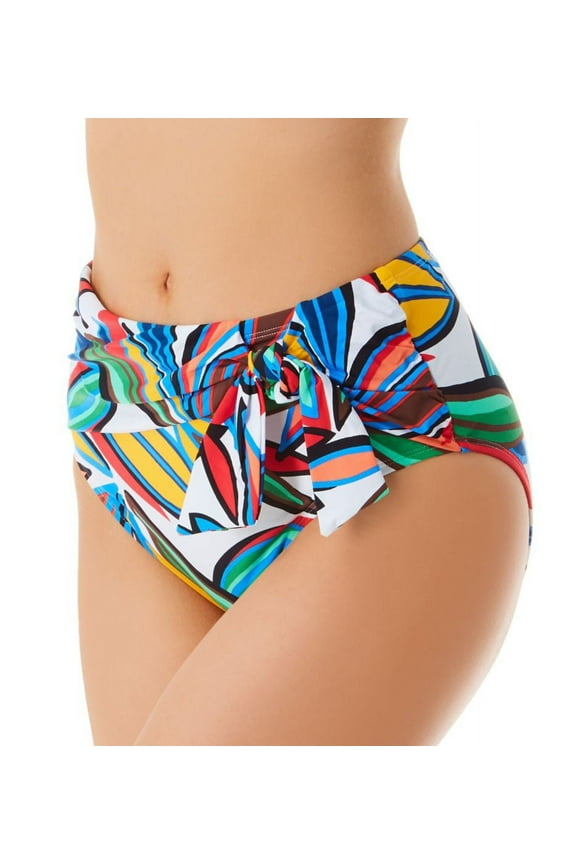 Women's Bleu Rod Beattie L20572 Lush Life High Waist Tie Draped Swim Bottom (White 14)