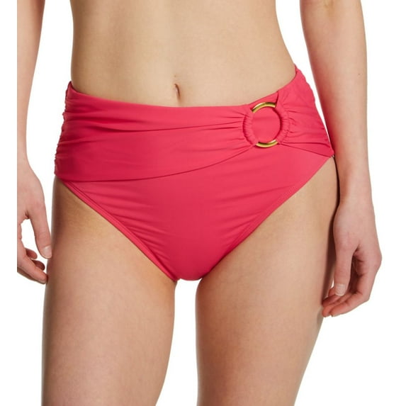 Women's Bleu Rod Beattie RU22508 Ring Me Up High Waist Draped Swim Bottom (Rose Red 4)