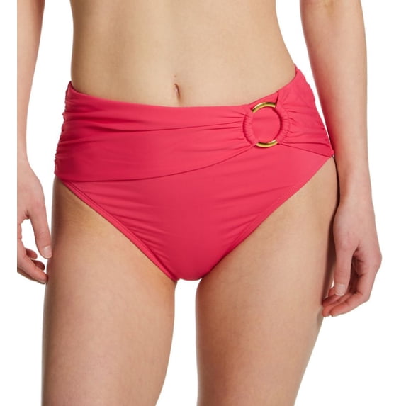 Women's Bleu Rod Beattie RU22508 Ring Me Up High Waist Draped Swim Bottom (Rose Red 8)