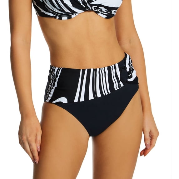 Women's Bleu Rod Beattie W23508 New Wave High Waist Bikini Swim Bottom (Black 8)