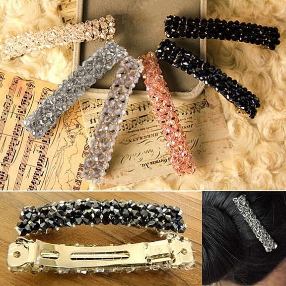 Women's Bling Headwear Handmade Full Crystal Hair Clip Barrette Hairpin,Pink
