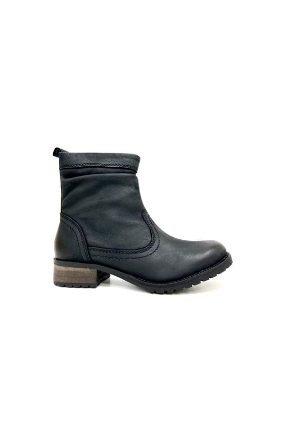Women's Block Heel Ankle Boot Black Leather