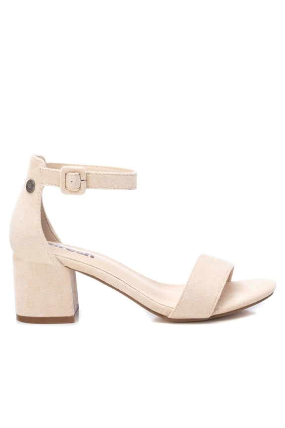 Women's Block Heel Suede Sandals BG By XTI, 17078903 Ivory