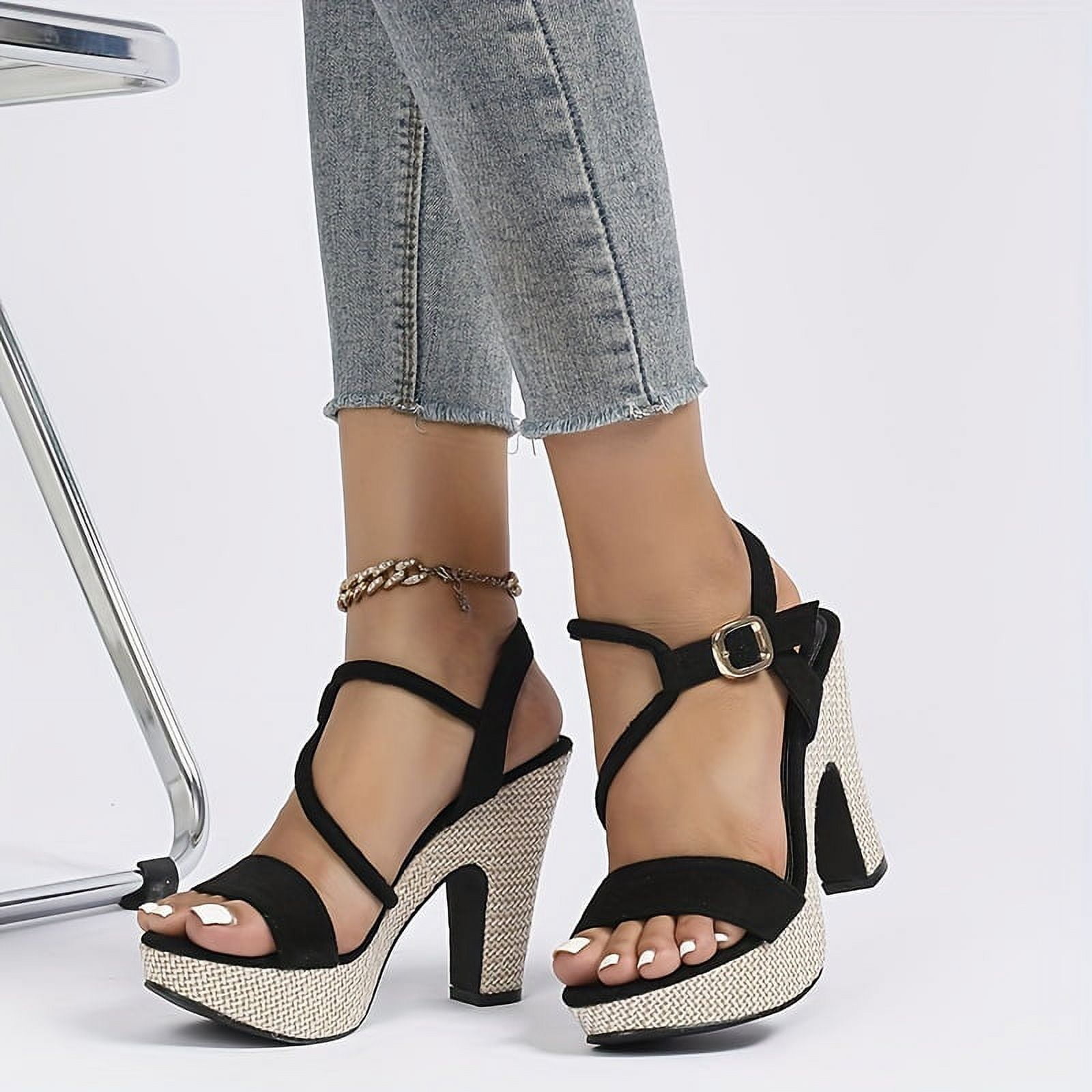 Women's Block Heeled Sandals, Open Toe Dress , Women's Stylish Buckle Strap  Heels Comfortable Summer Shoes - Walmart.com
