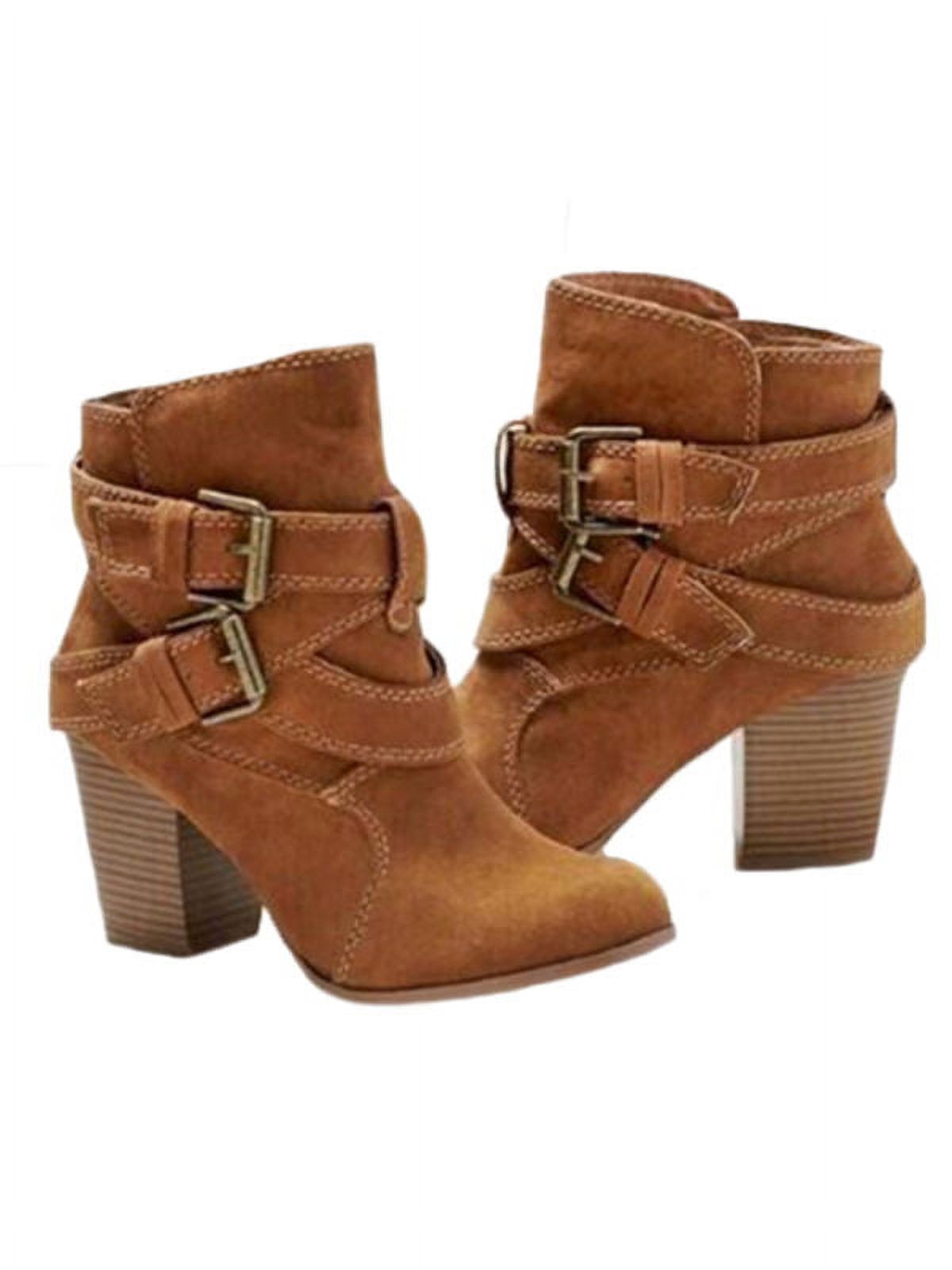 Women's Block High Heel Short Ankle Boots Casual Buckle Martin Booties Shoes - image 1 of 2