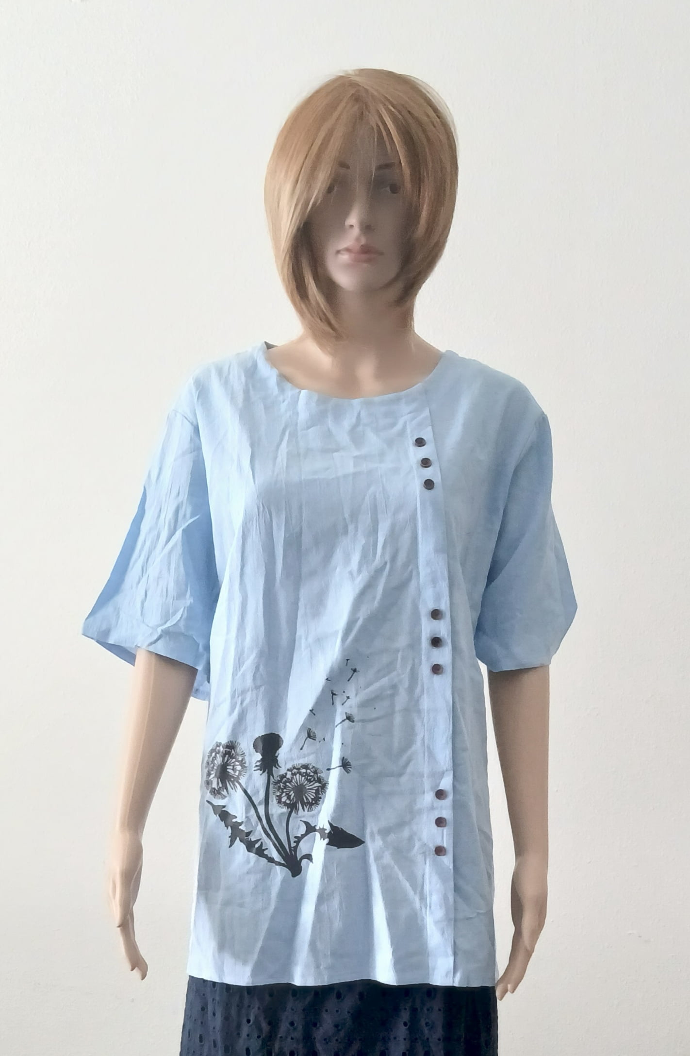 Women's Blouse Blue Black Flower Size 3XL - Walmart.com
