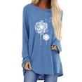 thumbnail image 1 of Women's Blouse Casual Dandelion Print Longline Shirt Long Sleeve Top Pullover Tee Shirts Blouse Size S-3XL, 1 of 5