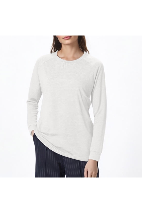 Women's Blouse Casual Long Sleeve Tunic Tops Polyester Rayon Spandex Solid Color Basic Tees for Winter