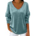 thumbnail image 1 of Women's Blouse Lounge Long Sleeve V Neck Solid Pullover Tunic Top Light Blue M, 1 of 9
