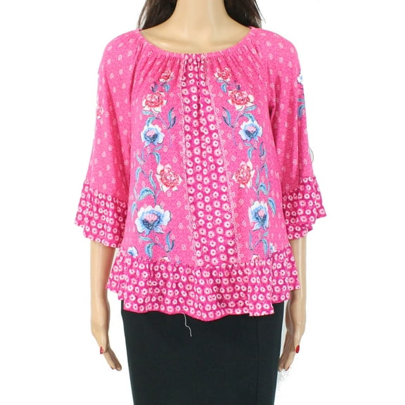 Women's Blouse Medium Petite Floral Ruffle $49 PM
