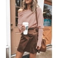 thumbnail image 1 of Women's Blouses Bat Long-Sleeved Shirts Horizontal Neck Tops, 1 of 1