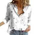 thumbnail image 1 of Women's Blouses & Button-Down Shirts, Comdrip Women Casual Lapel Button Long Sleeve Shirts Colorful Line Printed Long Sleeve Casual Shirts Womens Button Down Blouse White M, 1 of 7