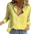 thumbnail image 1 of Women's Blouses & Button-Down Shirts! Comdrip Womens Long Sleeve Button Down Shirts Casual Blouse Tops Spring Fashion 2025 Womens Button Down Blouse Yellow1 4XL, 1 of 8