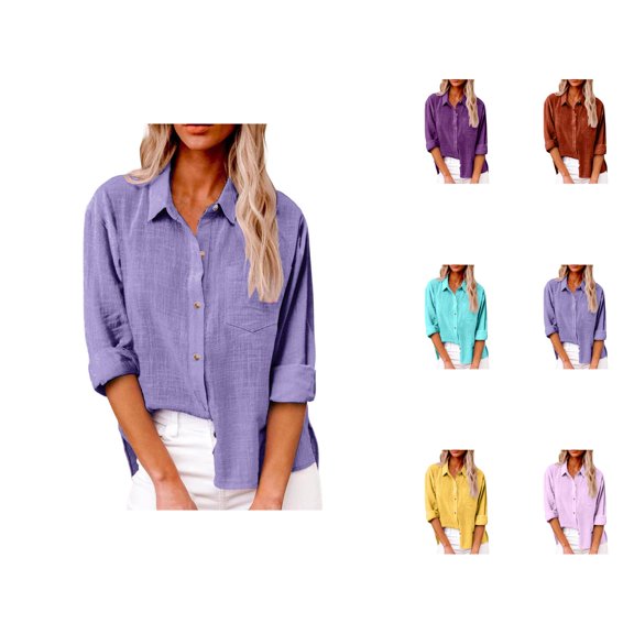 Women’s Blouses Floral Print – Ärmellose Tunika mit Rüschen Für Beach Vacation oder Frühlingstage Womens Loose Buttons Down Pocket Blouse Tops Solid Casual Long Sleeve Shirt