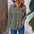 thumbnail image 1 of Women's Blouses Shirts Cotton Long Sleeve Botton Down Shirts for Women Navy L, 1 of 6