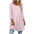 thumbnail image 1 of Women's Blouses Shirts Summer 3/4 Sleeve Long Tops With Curved Bottom Tops Work Tunic Party Going Out Dressy, 1 of 6