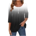 thumbnail image 1 of Women's Blouses Shirts Summer Casual Printed Round Neck Long Sleeve T-shirt Button Tops Work Tunic Party Going Out Dressy, 1 of 5