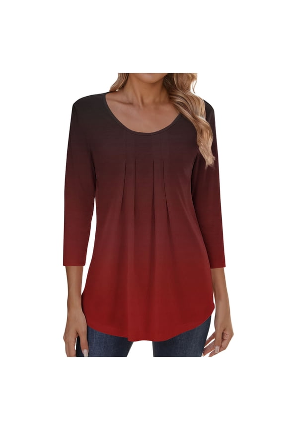 Women's Blouses Shirts Summer Casual Printing Plus Size Round Neck 3/4 Sleeve T-shirt Blouse Tops Work Tunic Party Going Out Dressy