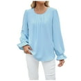 thumbnail image 1 of Women's Blouses Spring And Autumn Long Sleeved Shirt Ruffled V Neck Printed Elegant Top, 1 of 2