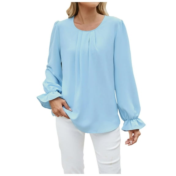 Women's Blouses Spring And Autumn Long Sleeved Shirt Ruffled V Neck Printed Elegant Top