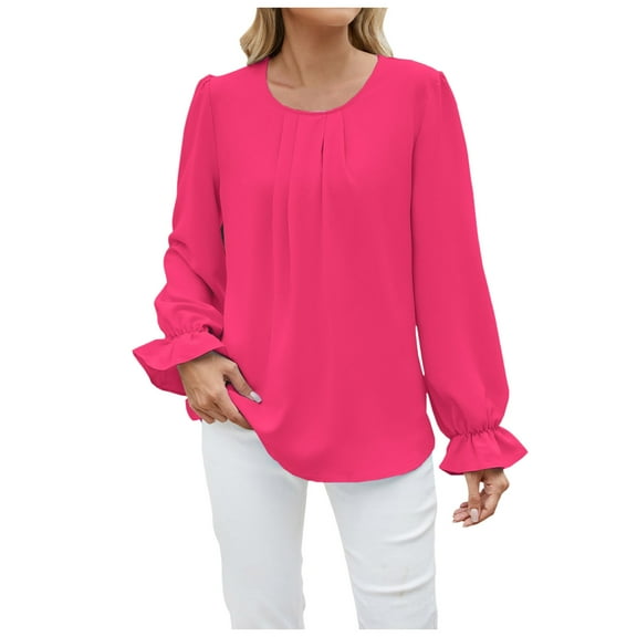 Women's Blouses Spring And Autumn Long Sleeved Shirt Ruffled V Neck Printed Elegant Top